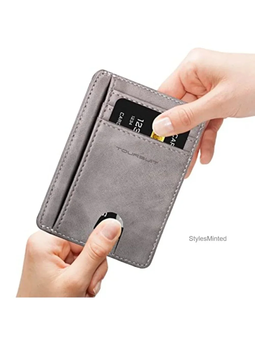 RFID Blocking Minimalist Slim Front Pocket Wallet Card Holder